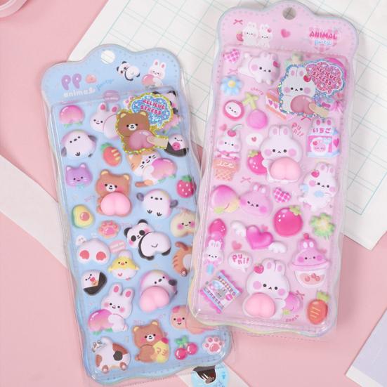 3D Пухлая Наклейка Мультяшный Кролик Медведь Панда Сделай Сам Чехол для Телефона Блокнот Скрапбукинг Декоративный Лист Наклеек Дошкольный Учитель Мальчик Девочка Награды Подарок