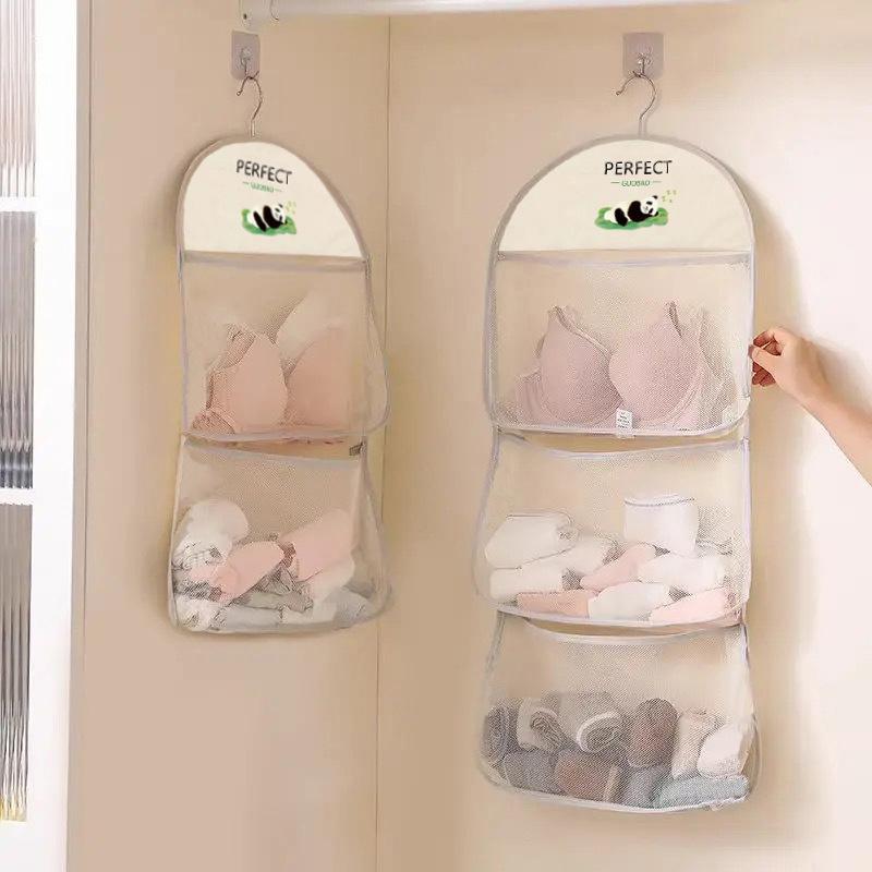 Single/Double/Three-Layer Hanging Mesh Bag Closet Dormitory Hanging Bag Net Bag Underwear Storage Bag