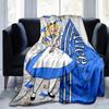 1pc. Alice in Wonderland Inspired Blue and White Blanket, Perfect for Home, Office, or Outdoor Use, Ideal Gift for Book Lovers and Fans of Classic Lit