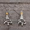 1Pair Simple Stylish Christmas Tree Shaped Hanging Earrings For Women Metal Style Yellow Star Exquisite Female Party Jewelry