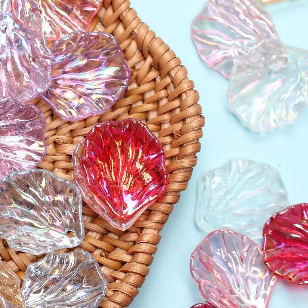 Acrylic for Jewelry Making 40pcs AB Colorful Cabbage Leaf Petal Beads Fashion Handmade Material with Holes