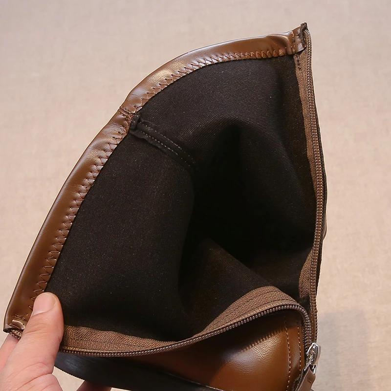 Children Long Boots Solid Color Knee-high Autumn Kids Boot Soft Pu Leather 26-36 Trendy Zipper Light Comfy All-match Girl's Shoe