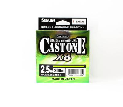 Sunline Плетеный шнур P.E Line X8 Cast One HG 200M P.E 2.5 40lb Светло-зеленый (8804)