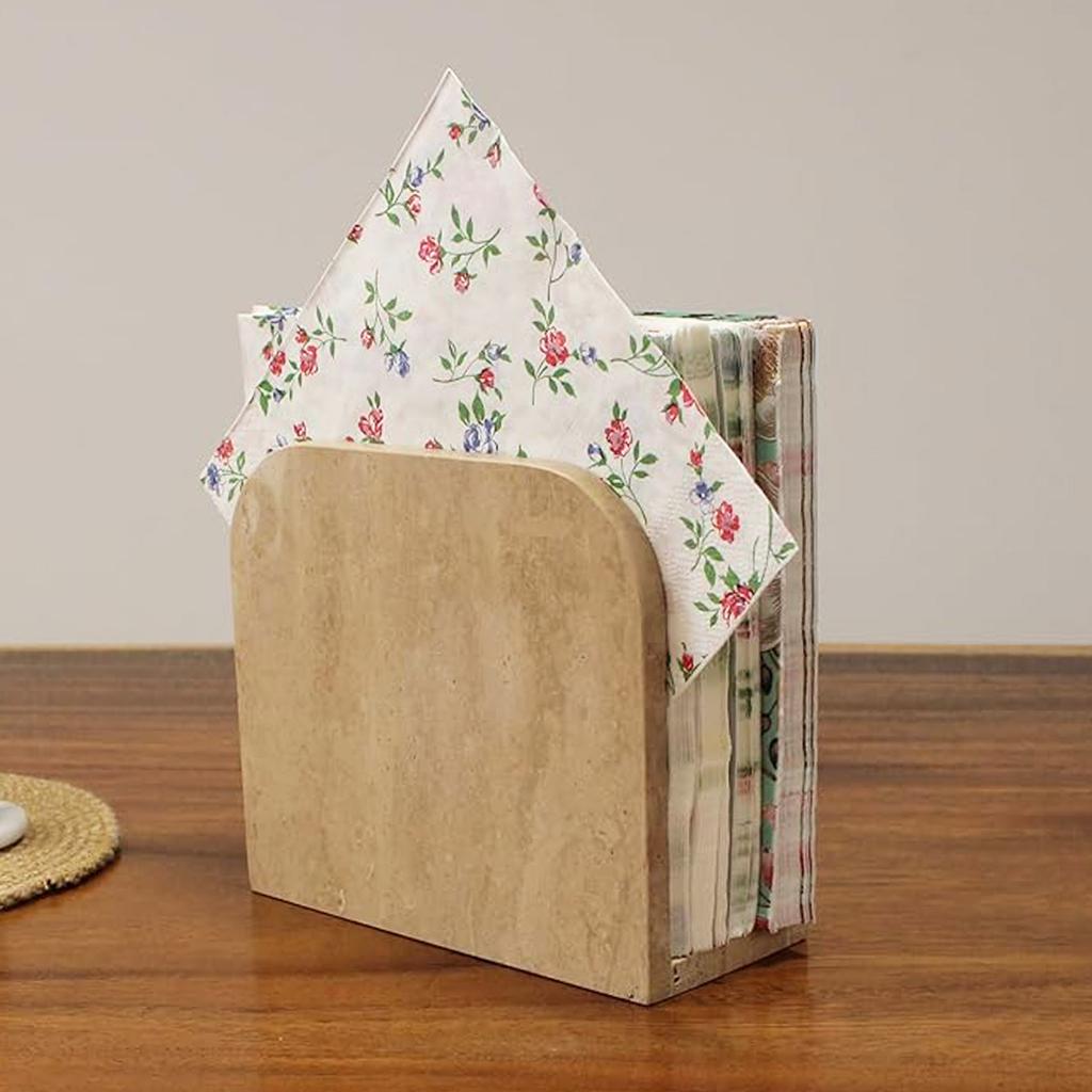 Travertine Leaf Napkin Holder Europe Style Durable Eco-Friendly for Table Use at Cocktail Parties and Kitchen Countertops