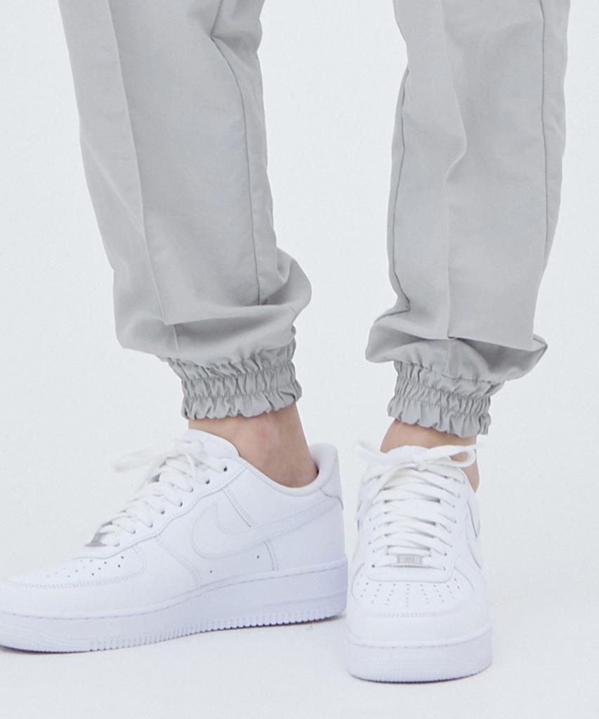 SEVENSELAH [Summer] Nylon Semi-Wide Pintuck Joggers Beige Grey