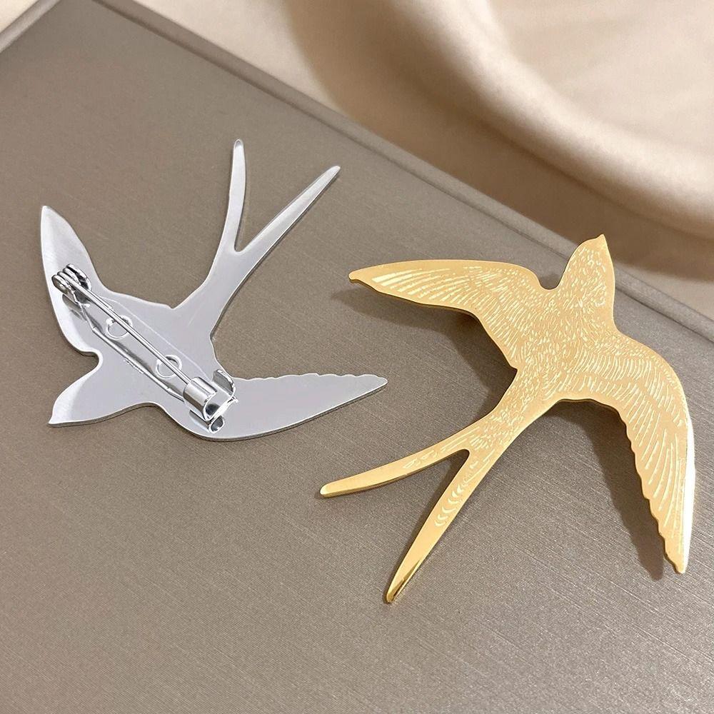 Gold Swallowtail Pin Silver Animal Badge Exquisite Swallow Brooch Party