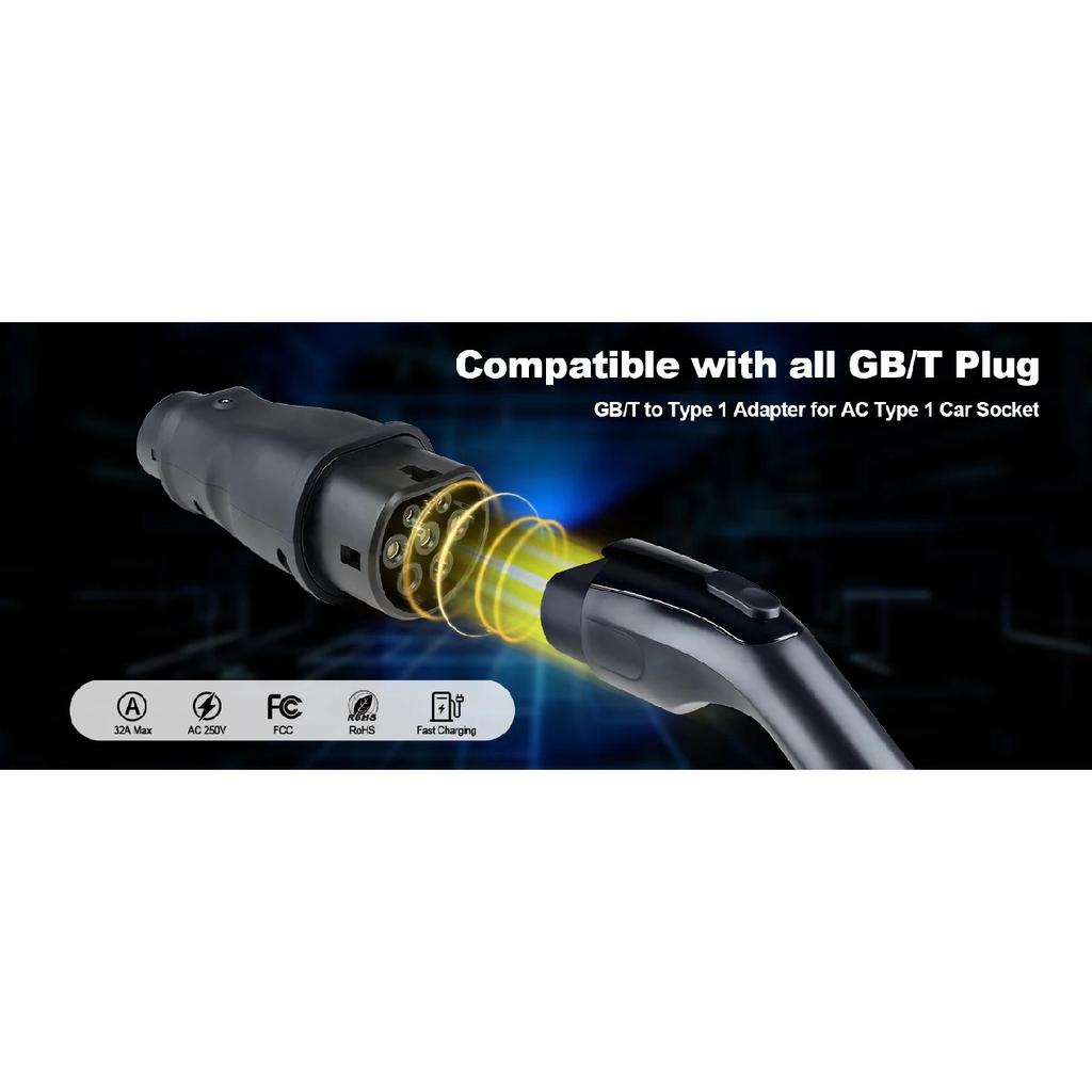 Kolanky 32A 7.2KW Type 2 To Type 1 Charging Adapter For US Electric Vehicle Cars Home Charger GBT To Type 1 Adaptor