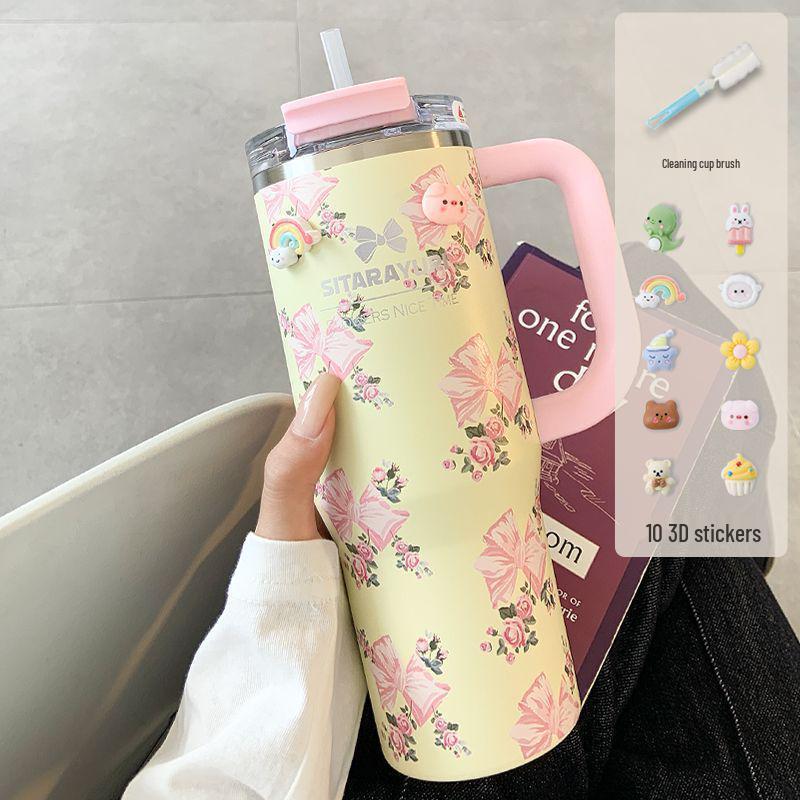 High-Capacity 316 Stainless Steel Insulated Straw Cup with Handle - Stylish New 2026 Design for Women