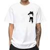 Unisexs High Quality Tshirt 100 Cotton Funny Pocket Cat Print Summer Loose Cool Oneck T Shirt for Unisex Short Sleeve Male Tees