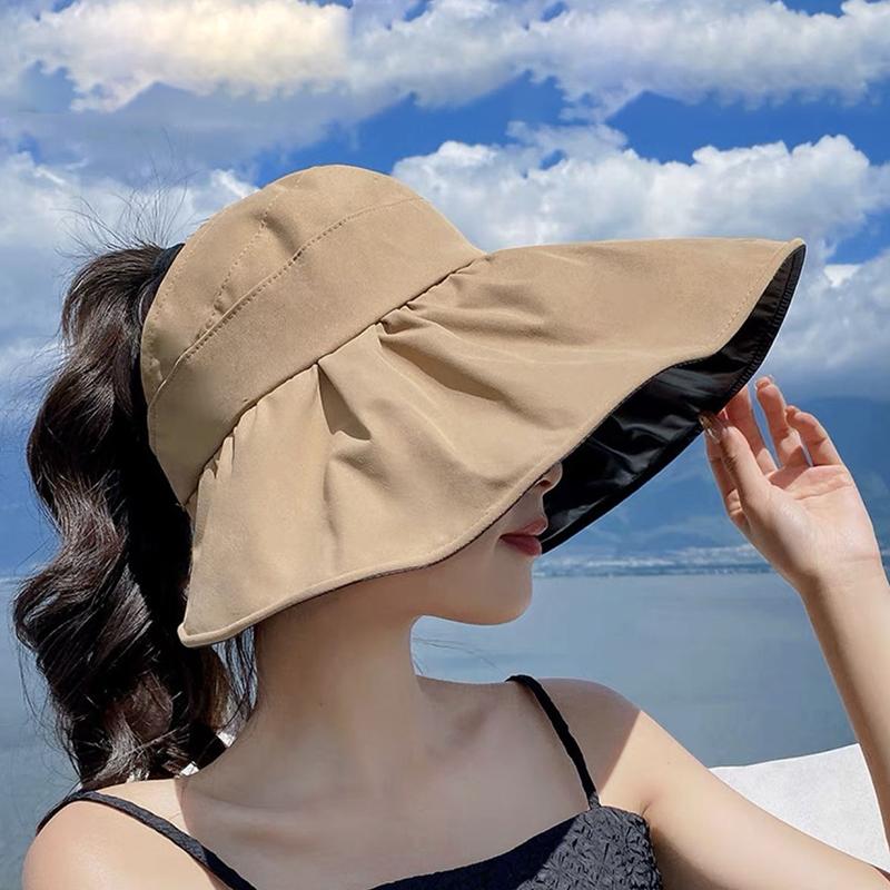 Summer Empty Top Wide Brim Sun Hat For Women Anti Uv Sunscreen Bucket Hat Female Sun Protection Outdoor Beach Cap