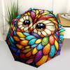 1pc Owl Art Automatic Open/CloseCartoon Umbrella, Portable Compact Umbrella for Men & Women A061