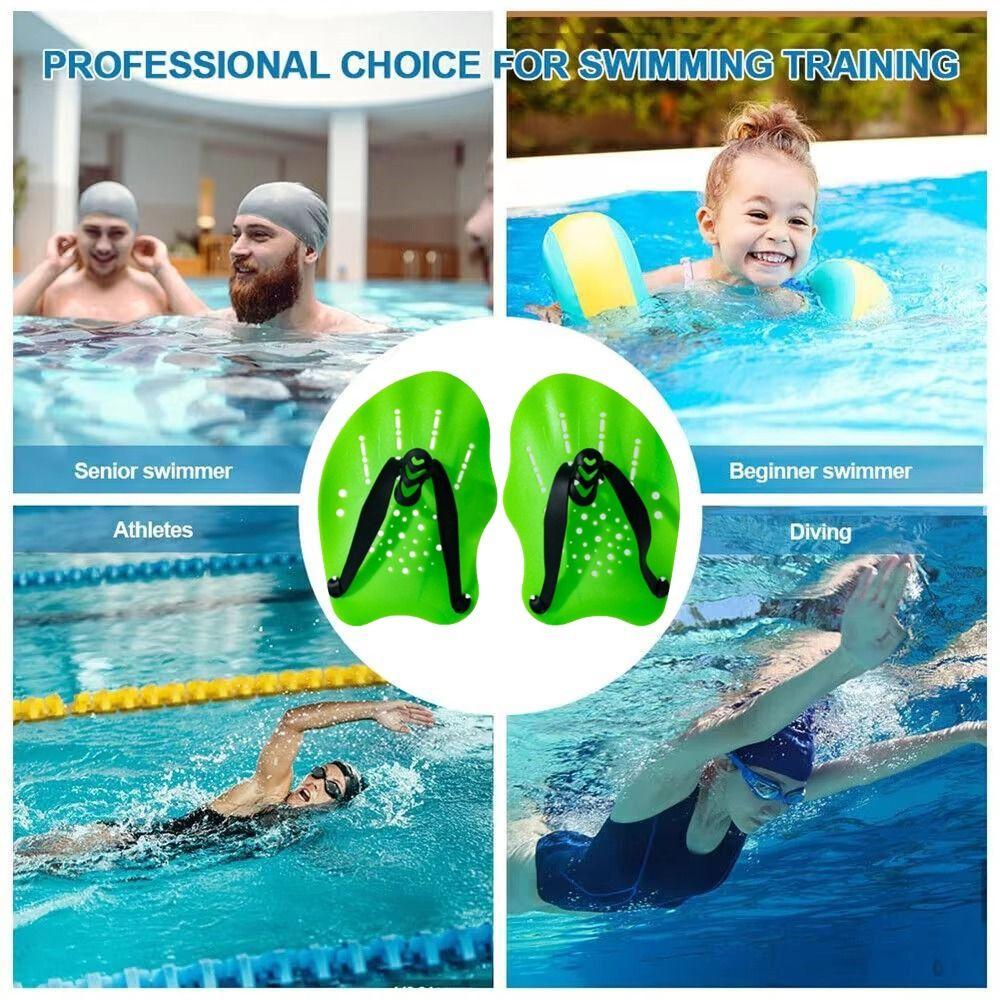 Silicone Straps Swim Training Hand Paddles Adjustable Hands Flippers  Adult and Junior