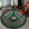 Viking Shield Sea Dragon Rug,  Non Skid Mat, Battleworn Green Valhalla Decor for Living Room, Bedroom, Yoga Space