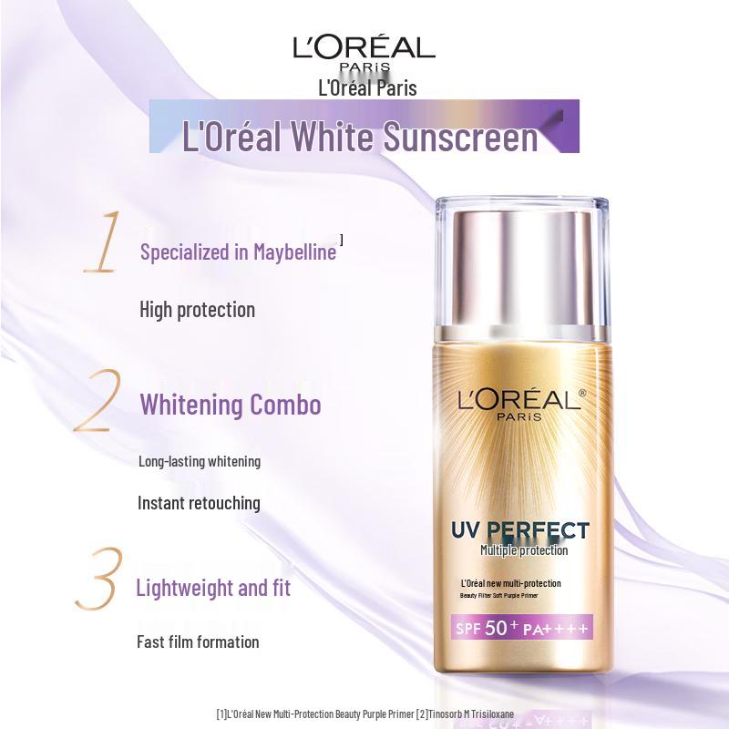 Солнцезащитный крем L'Oréal UV Defender Whitening с фиолетовым оттенком SPF50+ PA++++