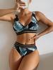 European and American bikini 1011 new sexy printed lace edge split swimsuit women's swimsuit