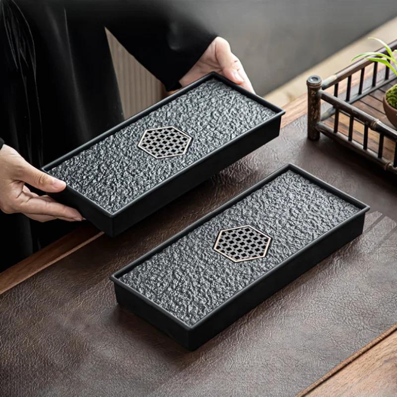 Чайный поднос, имитирующий камень Угджин, для слива воды, сухой пузырьковый поддон, изолированный и термостойкий, для хранения чайных сервизов, принадлежности для чайной церемонии