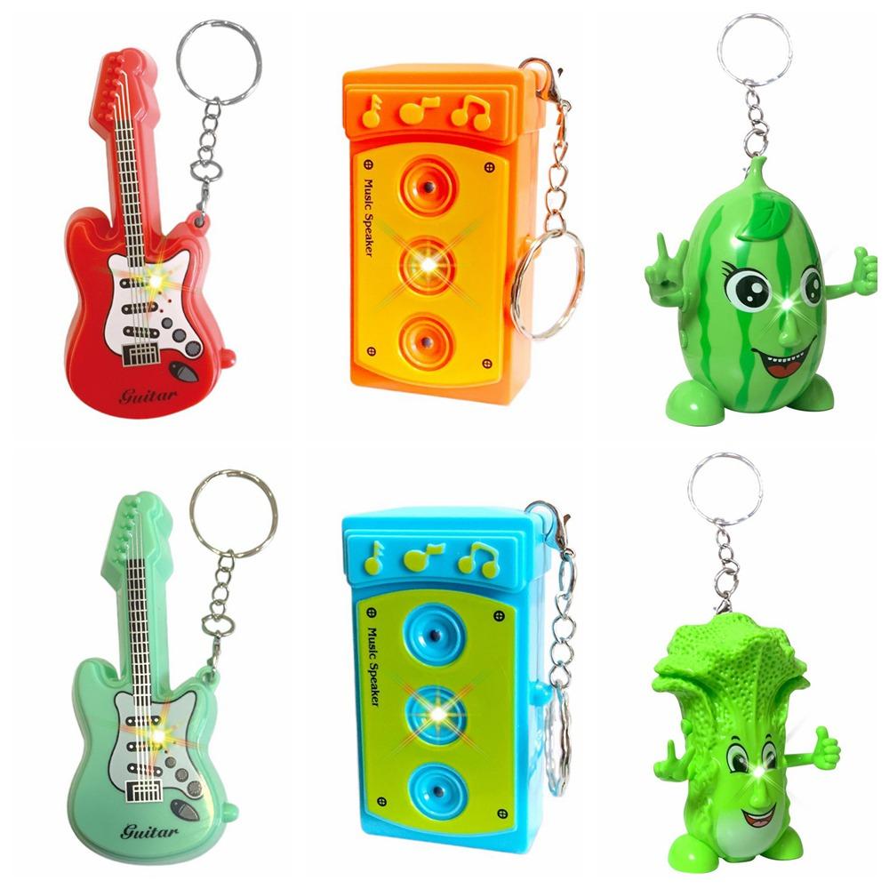 Luminous Retro Guitar Music KeyChain With Light Watermelon Music Keychain Bag Pendant