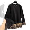 Women S Long Sleeve Lace T Shirt Loose Fit Mid Length Base Top For Autumn Winter