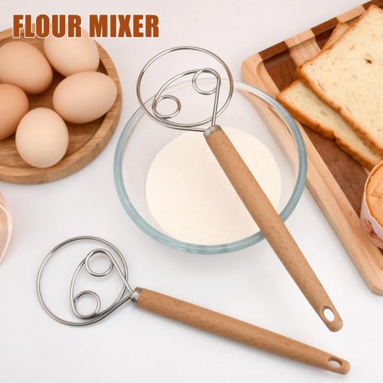 Миксер для муки Датский венчик для теста Нержавеющая сталь Миксер для хлеба для легкого смешивания Блины Тесто для печенья Мясной рулет Инструмент для теста Кухонный предмет первой необходимости
