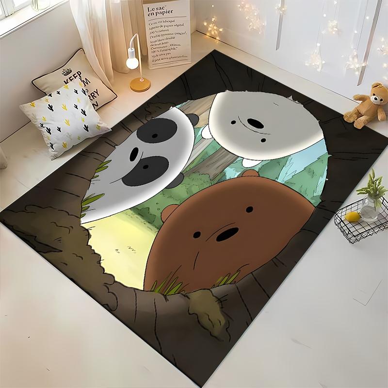 Cartoon Animal Printed Bear Trio Pattern Rug for Living Room Decor Suitable for use as an anti-slip for living room bedroom sofas