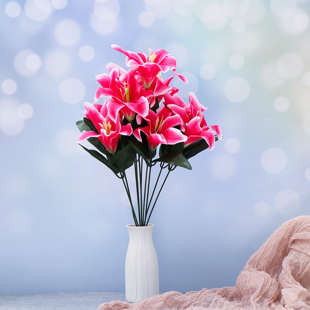 10 Heads Vivid Colorful Home Accessories Artificial Flowers Wedding Decor Fake Lilies Lilies Bouquet