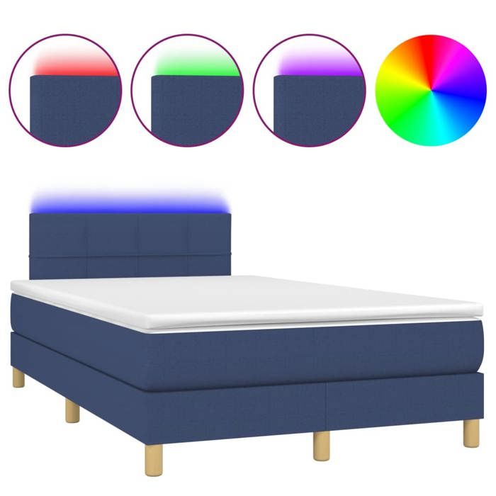 Maison Exclusive - Sommier à lattes de lit avec matelas LED Bleu 120x200 cm Tissu