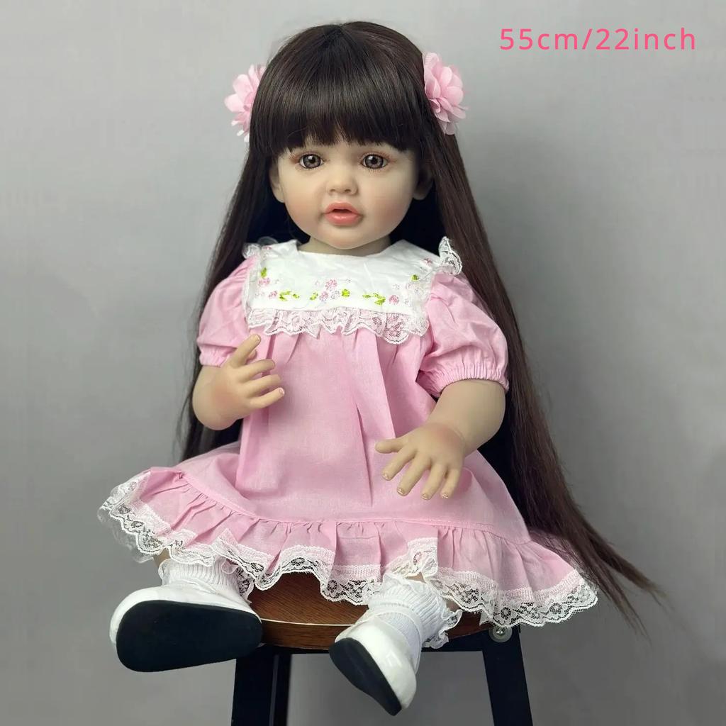 BZDOLL 55 СМ Полностью Мягкий Винил Кукла Реборн Новорожденная Девочка Реалистичная 22 Дюйма Принцесса Малыш Новорожденный Бебе Арт Рождественский Подарок для Ребенка
