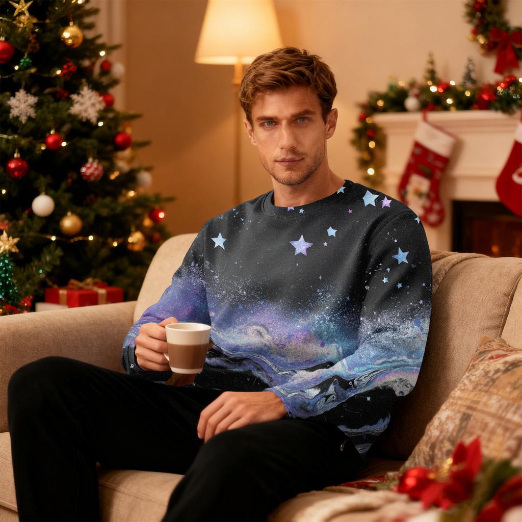 Мужская толстая теплая толстовка с флисовой подкладкой и круглым вырезом