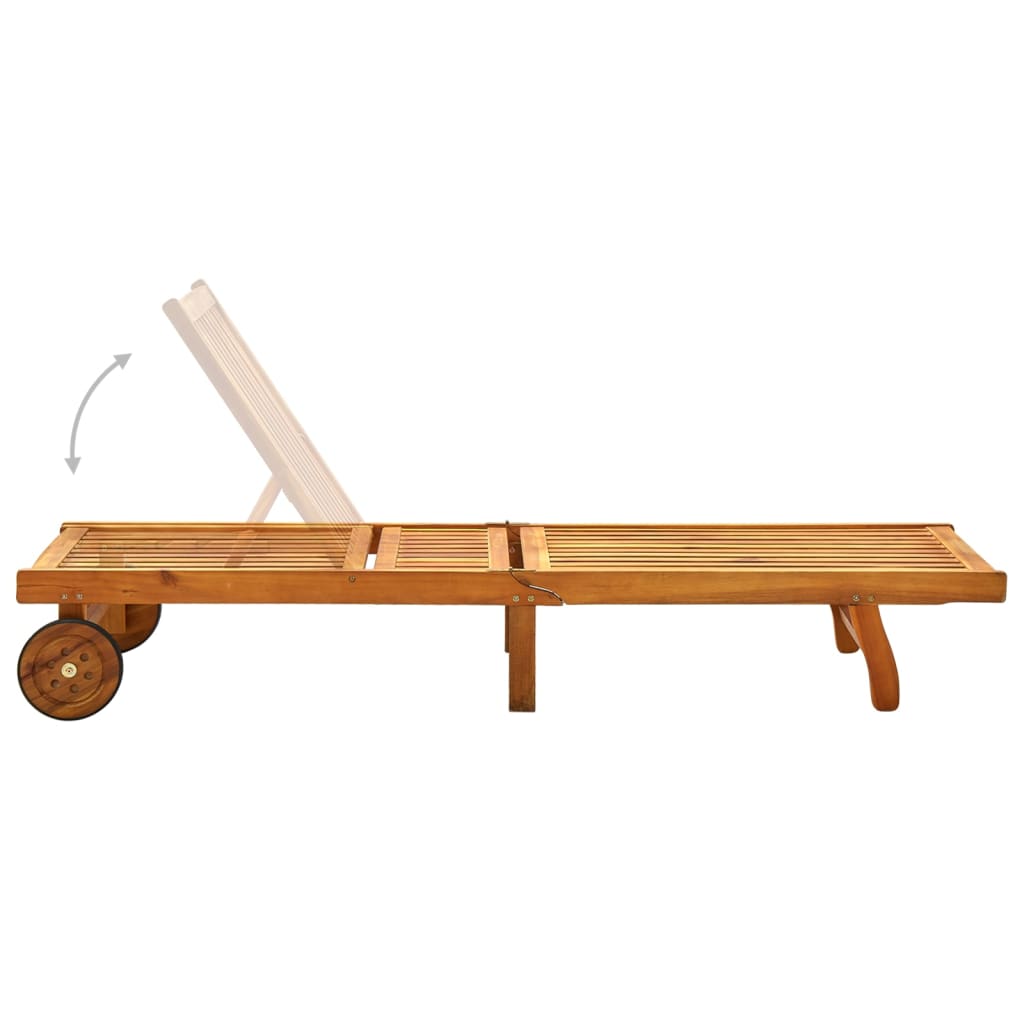 Folding Sun Lounger with Cushion Solid Acacia Wood