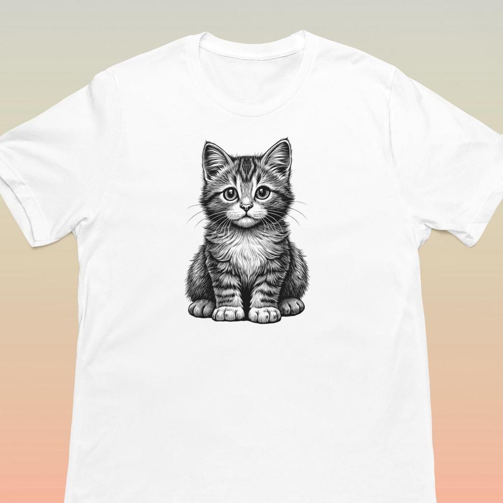 Adorable Kitten Women's Men's Unisex Cotton Tee Unique Print T-Shirt