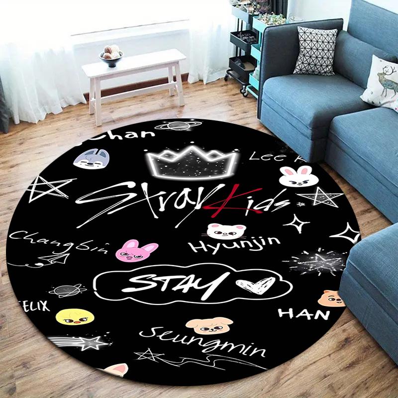 SKZ Round Area Rug,Carpet Rug for Living Room Bedroom Sofa Playroom Decor,Non-slip Floor Mat