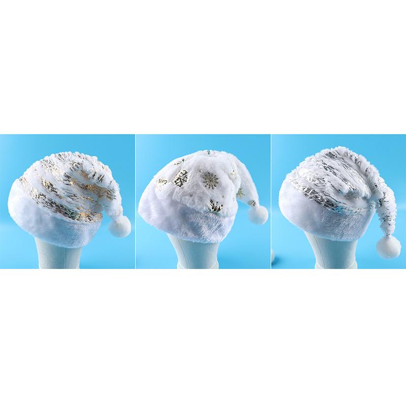 Новая Рождественская Шапка Горячее Тиснение Звезда Снежинка Плюшевая Шапка Рождество Белый Искусственный Мех Кролика Плюшевый Аксессуар для Вечеринки