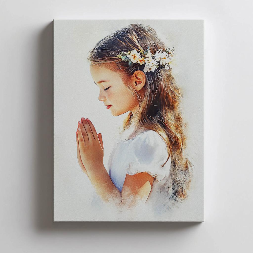 Souvenir of the First Holy Communion - Girl Souvenir of the First Holy Communion - Girl, 30X40 Cm, Unframed, Premium Canvas On Stretcher