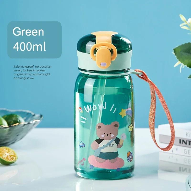 Kids Cartoon Water Sippy Cup with Straw Cute Bear Leakproof Water Bottles Outdoor Portable Drink Bottle Children's Lovely Cup
