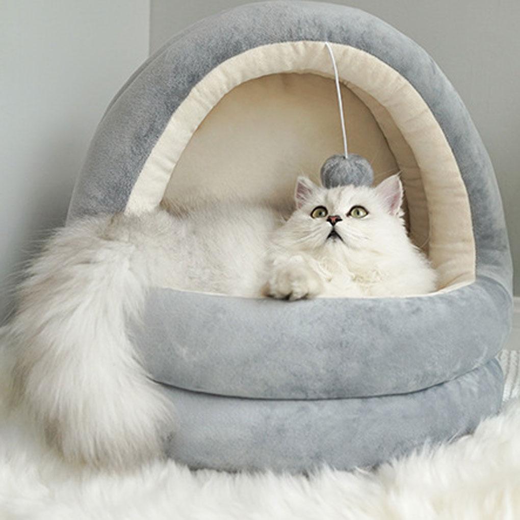 Палатка-пещера для питомца, кровать, домик для маленьких собак, плюшевое гнездо для котят, зимний теплый дом для сна, для дома, улицы, товары для домашних животных