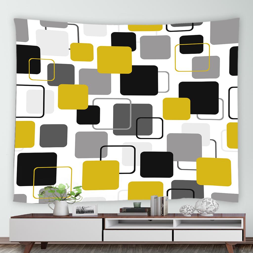 Скандинавский креативный гобелен с геометрическим красным, черным и серым принтом, домашний гобелен для гостиной, спальни, настенное украшение, гобелен