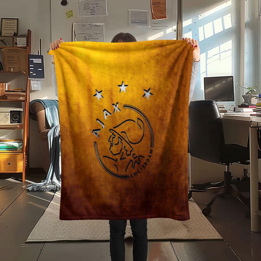 1PC AFC Ajax Patterned Flannel Blanket Suitable For All Seasons for Home Decor Warmth and Comfort Gifts Holiday Present