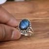Дизайнерское кольцо ручной работы в стиле бохо с лабрадоритом и овальным драгоценным камнем, серебряное кольцо 925 пробы, кольцо с камнем, эффектные ювелирные изделия