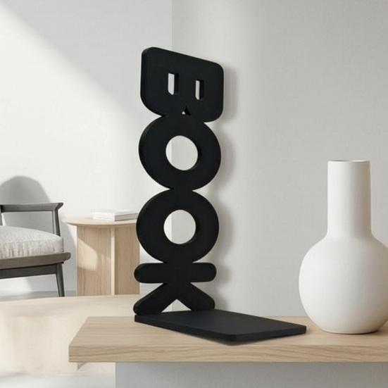 Creative Bookend Ornaments 3D Printed BOOK Letter Bookend, Minimalist Book Support Stand, Thickened Anti-Slip Decorative Supports for Desks