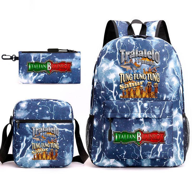 Shanhaijing Backpack, Student Schoolbag, Shoulder Bag, Pencil Bag, Three-Piece Set