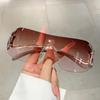 Y2k Rimless Sunglasses Fashion Outdoor Shades Women Stylish Monoblock Gradient Eyewear New Snake Metal Legs Goggles Gifts