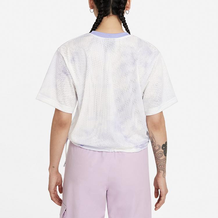 Nike Футболка с круглым вырезом и сетчатым принтом Tie-Dye, дышащая, женская, светло-фиолетовая CZ9325-569