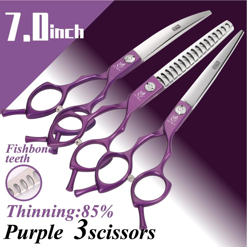 Fenice JP440C Pet Grooming Scissors Set 6.5/7 Inch Straight Curved Dog Grooming Shears Thinning Chunker for Professional Groomer