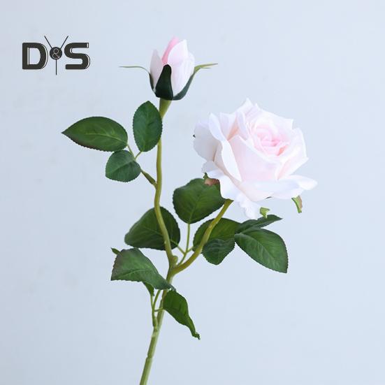 Искусственная роза со стеблем 2 головки Не увядает без полива Реквизит для свадебных фото Реалистичные многоразовые ветки искусственных цветов Товары для украшения дома