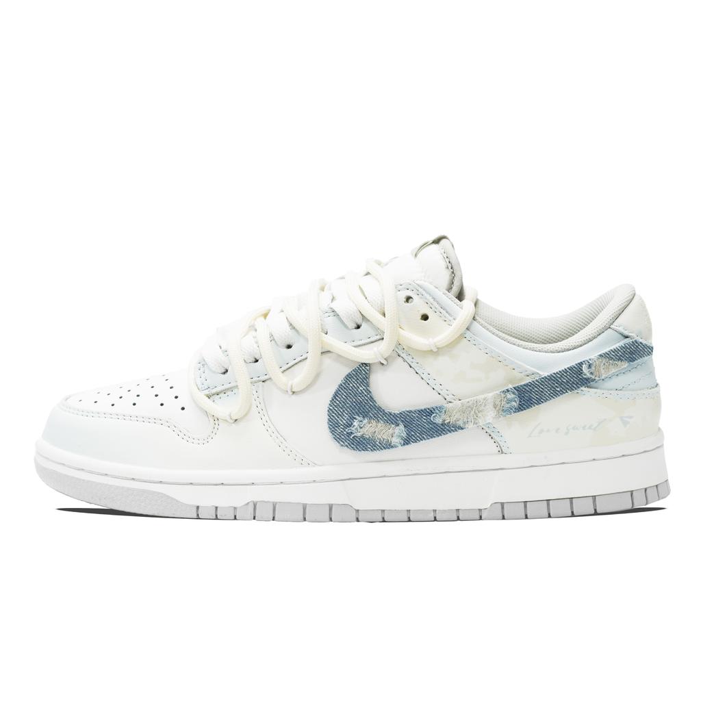 Nike Dunk Slip Resistant And Breathable Low top Skateboard Shoes Unisex Beige White Blue DD1503-103(Team289-)