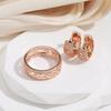 Kinel Vintage Rose Gold Color Hoop Earrings And Ring Sets Natural Zircon Jewelry Set