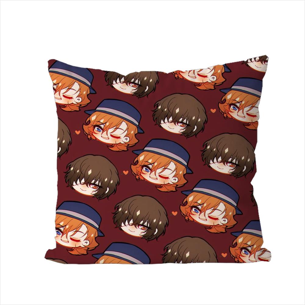 Чехол для подушки Bungo Stray Dogs для автомобиля, дивана, декоративный для дома, двусторонний принт, плюшевая квадратная декоративная подушка, чехол