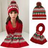 2Pcs/Set Winter Hat Scarf Set Knitting Technology Nordic Style Snowflake Pine Tree Pattern Fur Ball Hat Wide Scarf Set
