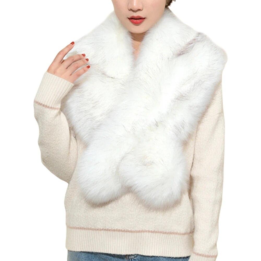 Женский зимний шарф из искусственного меха, длинный шарф с запахом и воротником, шаль, теплый мягкий уютный шарф для шеи, шейные платки