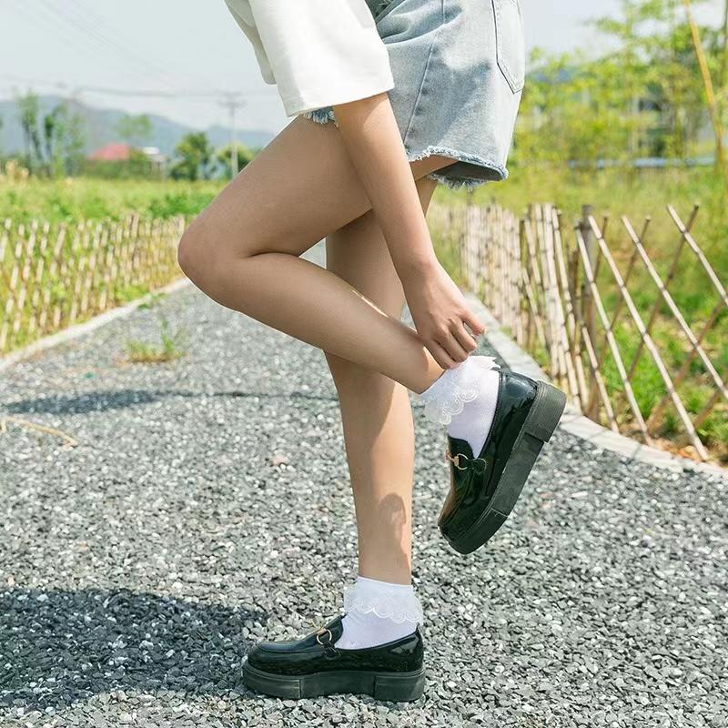 Женские короткие носки Harajuku Sweet Retro с кружевом, носки Lolita Frilly Ruffle, хлопковые носки Princess, мягкие и удобные, однотонные носки до щиколотки для девочек